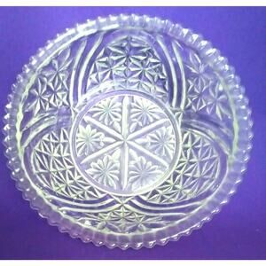 Anchor Hocking Decorative Bowl Etched Clear Cut Glass Round 8" Vegetable Salad